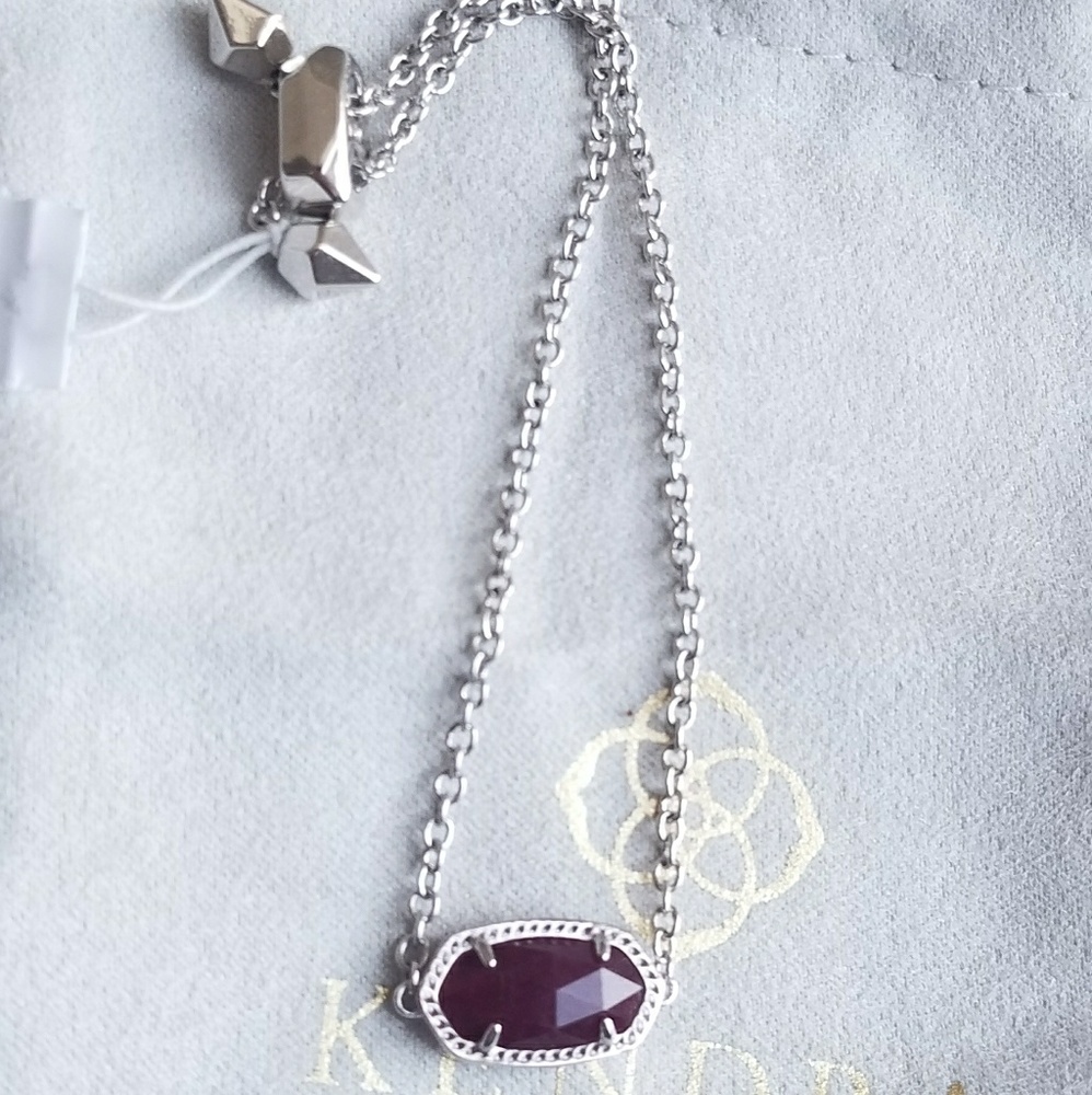 KENDRA SCOTT SILVER MAROON JADE ELAINA BRACELET